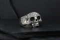 HAND ENGRAVED GUNSCROLL SKULL RING LARGE
